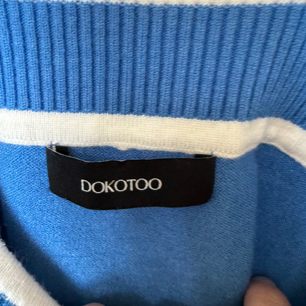 Dokotoo Knit Tank Top Women Small Blue White Excellent Striped Square Neck Camis - Picture 3 of 7
